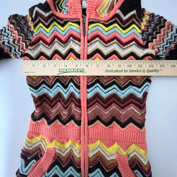 Missoni x Target Zig Zag Chevron Print Girl’s Hooded Zipper Sweater Size M - Picture 5 of 6